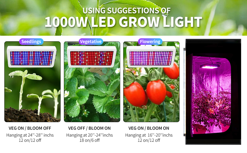 LUYIMIN Upgraded 1000W LED Grow Lights with Dual Switch 15 GROW LED LIGHT 1000W