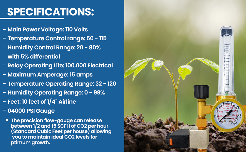 MANATEE CO2 Regulator Emitter System with Solenoid Valve Flowmeter for Grow Room Grow Tent Garden 19 co2 controller for grow room c02 regulator co2 tank regulator