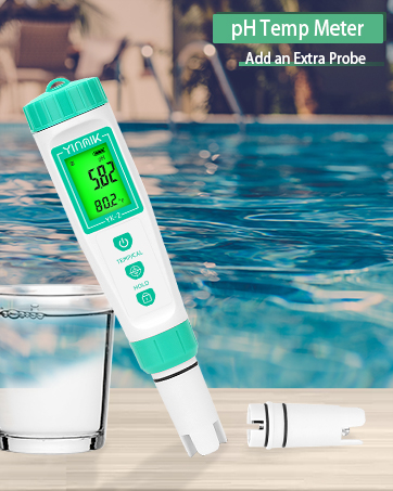 YINMIK PH Meter, Digital 4 in 1 PH EC TDS Temp Meter for Hydroponics 14 pH meter for pool