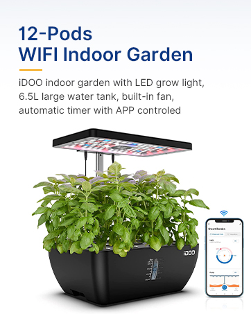 iDOO WiFi Hydroponics Growing System with APP Controlled, Indoor Garden with Pump System, Auto-Timer Smart Garden, Grow Light for Home Kitchen Gardening, 8 Pods, Height Up to 13.6" 22 hydroponics growing system