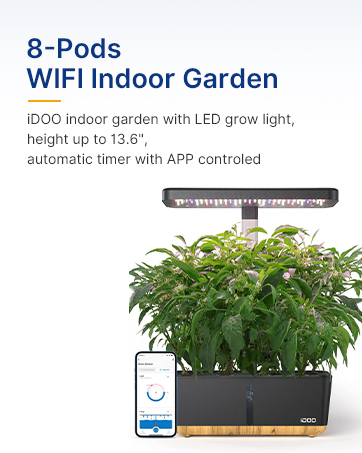 iDOO WiFi Hydroponics Growing System with APP Controlled, Indoor Garden with Pump System, Auto-Timer Smart Garden, Grow Light for Home Kitchen Gardening, 8 Pods, Height Up to 13.6" 24 hydroponics growing system