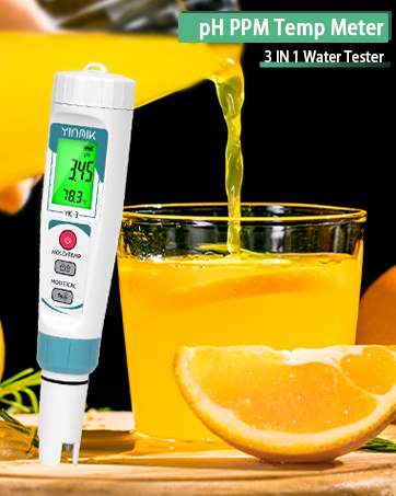 YINMIK Water PH Meter, 3 in 1 PH TDS Temp Pen Type Tester 15 pH meter for brewing