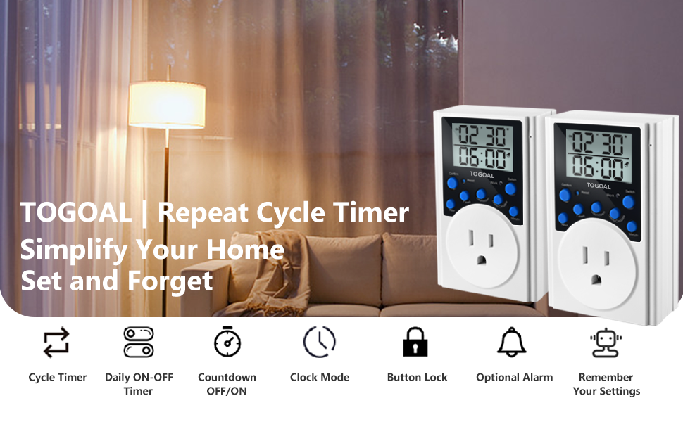 Digital Infinite Repeat Cycle Timer Plug with Countdown and 24 Hour Daily on-Off Programs for Electrical Outlets 17 Infinite Repeat Cycle Timer