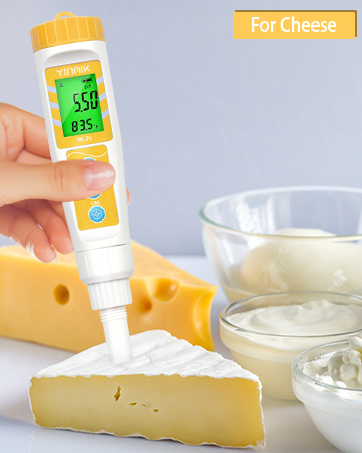 YINMIK Digital pH Meter for Food, pH Probe for Sourdough and Bread Dough, Checking The pH of Fermenting Sausages and Salami, Waterproof pH Tester for Solid and Liquid Soft Soil Sample 11 pH meter for cheese