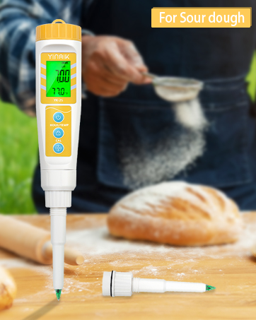 YINMIK Digital pH Meter for Food, pH Probe for Sourdough and Bread Dough, Checking The pH of Fermenting Sausages and Salami, Waterproof pH Tester for Solid and Liquid Soft Soil Sample 17 pH meter for bread