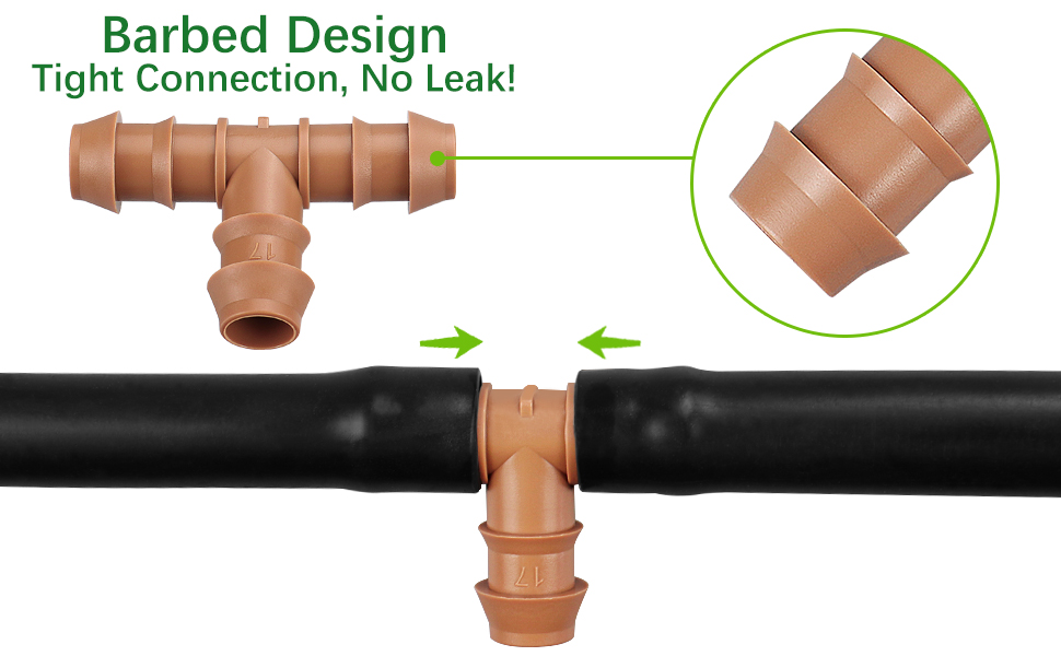 JOYPRO 24 Pieces Drip Irrigation Barbed Tee Fittings for 1/2” Tubing (0.600”ID) - Drip Tees (17mm) Irrigation Tubing Connectors for Drip Sprinkler Garden Lawn Systems 11 drip irrigation tee