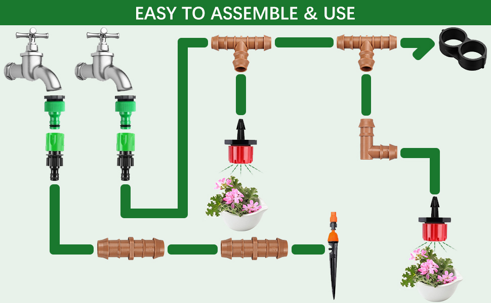 JOYPRO 24 Pieces Drip Irrigation Barbed Tee Fittings for 1/2” Tubing (0.600”ID) - Drip Tees (17mm) Irrigation Tubing Connectors for Drip Sprinkler Garden Lawn Systems 17 drip t fitting