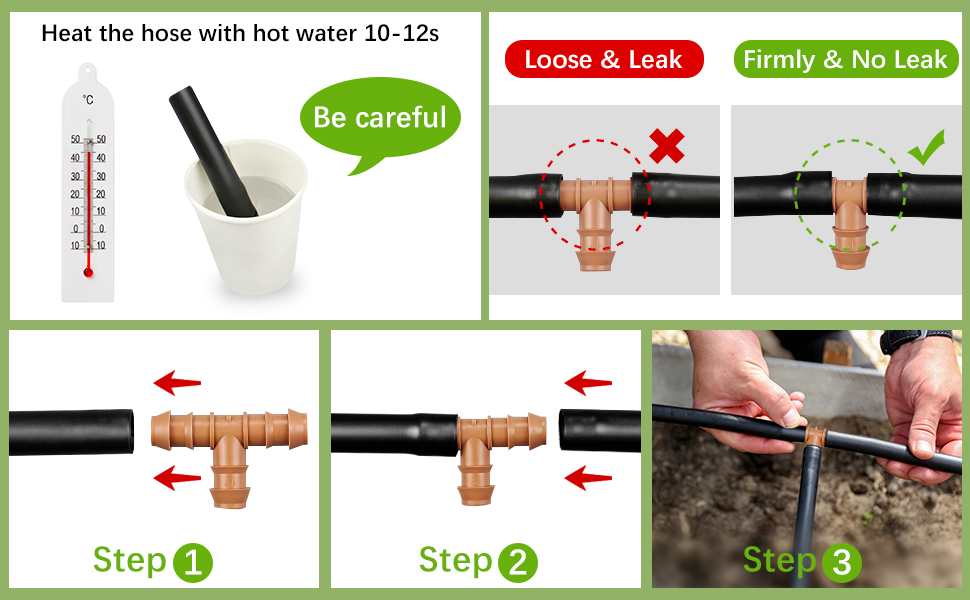 JOYPRO 24 Pieces Drip Irrigation Barbed Tee Fittings for 1/2” Tubing (0.600”ID) - Drip Tees (17mm) Irrigation Tubing Connectors for Drip Sprinkler Garden Lawn Systems 15 drip line t connector