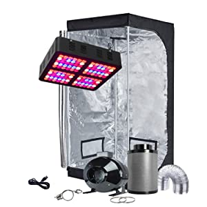 TopoGrow LED Grow Tent Complete Kit LED 600W LED Grow Light Kit +32"X32"X63" Indoor Grow Tent + 4" Fan Filter Ducting Combo Hydroponics Tent System 17 pic