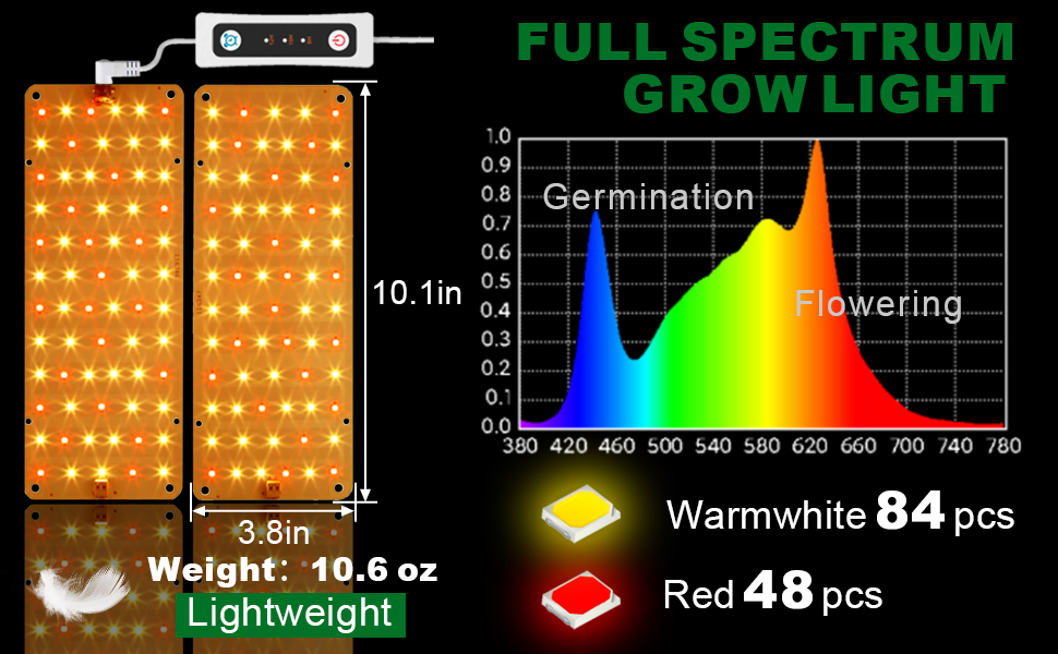 DOMMIA Grow Lights for Indoor Plants, 20W Full Spectrum LED Grow Light with Auto ON & Off Timer, 132 LEDs Sunlike Plant Light for Hydroponics, Succulents & More, Easy to Assemble(2Pcs) 15 grow lights for indoor plants full spectrum led grow lights plant light for indoor plants