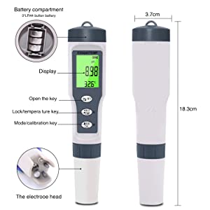 3 in 1 PH Meter with TDS/Temp Meter, TDS Water Tester ±0.05 PH High Accuracy with 0-14 PH Measurement Range for Drinking Water, Aquarium, Hydroponics 17 ph tester digital