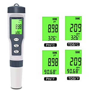3 in 1 PH Meter with TDS/Temp Meter, TDS Water Tester ±0.05 PH High Accuracy with 0-14 PH Measurement Range for Drinking Water, Aquarium, Hydroponics 15 ph tester digital