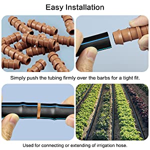 JAYEE 24P Drip Irrigation Fittings Kit for 1/2" Tubing (.600 ID), 17mm Parts- 6 Tees, 6 Couplings, 6 Elbows,6 End Cap Plugs- Barded Connectors for Rain Bird Pipe and Sprinkler Systems (24 Pieces Set) 21 5
