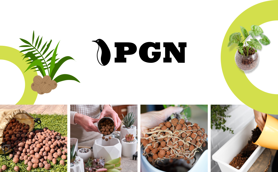 PGN Clay Pebbles for Hydroponic Growing - 10 Liters (4 Pounds) - Organic Expanded Clay Balls for Plants - PH Neutral Leca for Plants - Aquaponics and Hydroponics Supplies in a Resealable Storage Bag 11 pgn