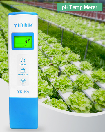 YINMIK pH Meter, Digital pH Tester for Hydroponics, pH Temp Meter with Horizontal Display for Pool, Spa, Hot Tub, Indoor Plants, Koi Ponds, Drinking Water, Wine Beer Making, Aquarium, Aquaculture 14 pH meter for Hydroponics