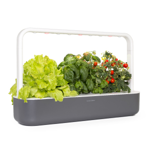 Click & Grow Indoor Herb Garden Kit with Grow Light | Easier Than Hydroponics Growing System | Smart Garden for Home Kitchen Windowsill | Vegetable & Herb Garden Starter Kit with 9 Plant pods, White 24 Indoor herb garden in grey color.