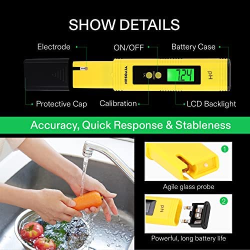 VIVOSUN pH and TDS Meter Combo, 0.05ph High Accuracy Pen Type pH Meter ± 2% Readout Accuracy 3-in-1 TDS EC Temperature Meter for Hydroponics, Household Drinking, and Aquarium, UL Certified 2 VIVOSUN pH and TDS Meter Combo, 0.05ph High Accuracy Pen Type pH Meter ± 2% Readout Accuracy 3-in-1 TDS EC Temperature Meter for Hydroponics, Household Drinking, and Aquarium, UL Certified - Image 2