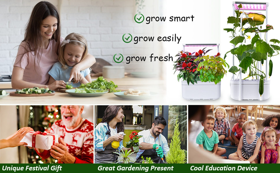 eSuperegrow Hydroponics Growing System,Smart Hydroponic Gardening System with LED Grow Light,Indoor Garden Hydroponic Herb Grow Kit with Climbing Trellis for Short Tomato,Basil,Pepper,Cucumber 21 hydroponic indoor kit
