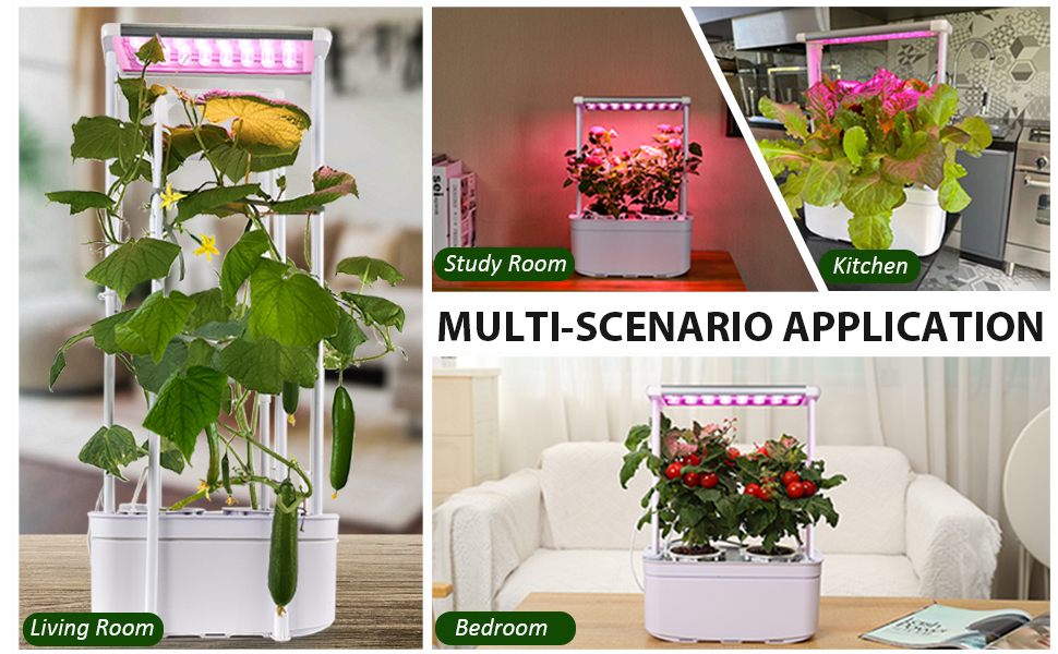 eSuperegrow Hydroponics Growing System,Smart Hydroponic Gardening System with LED Grow Light,Indoor Garden Hydroponic Herb Grow Kit with Climbing Trellis for Short Tomato,Basil,Pepper,Cucumber 19 hydroponic kit