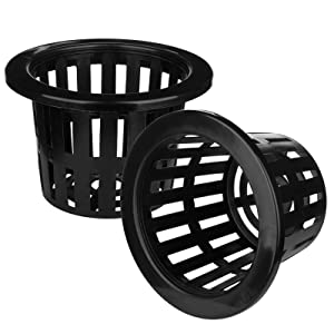 Jucoan 40 Pack 4 Inch Net Pots, Garden Slotted Mesh Net Cups, Plastic Orchids Pot Plant Nursery Basket with Wide Lip for Aquaponics, Hydroponics 17 4 inch net cups