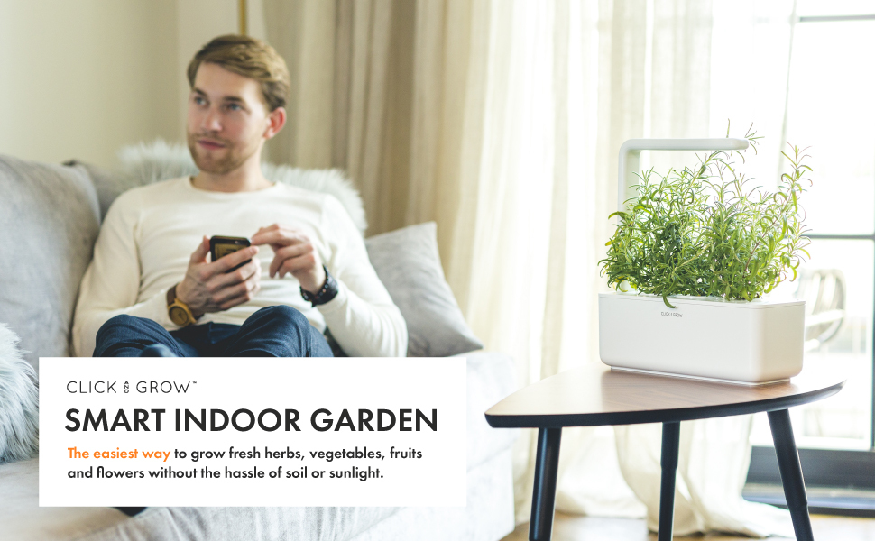 Click & Grow Indoor Herb Garden Kit with Grow Light | Smart Garden for Home Kitchen Windowsill | Easier Than Hydroponics Growing System | Vegetable Gardening Starter (3 Basil Pods Included), White 9 Click and grow smart indoor garden
