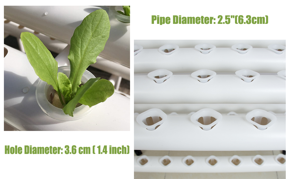 Hydroponic Grow Kit, Hydroponics Pipe Growing System 3 Layer 108 Plant Sites 12 PVC Pipes Vegetable Growing Tools for Leafy Vegetables 14 Hole Diameter