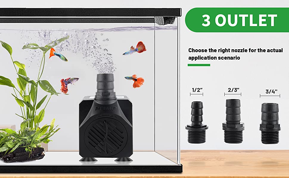 Yochaqute Aquarium Submersible Water Pump: 550GPH 30W Quiet Mini Adjustable with 6ft Power Cord for Hydroponics | Garden Waterfall | Pond | Fish Tank| Fountain 15 pond pump