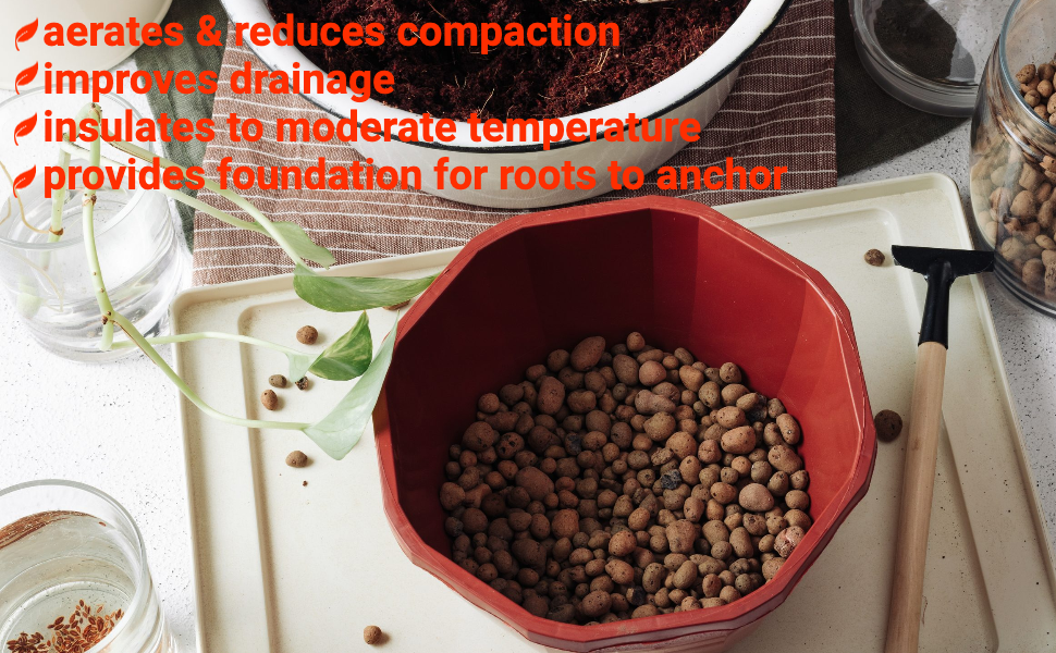 Professional Clay Pebbles | Expanded for Seedlings, Root Cuttings, Hydroponics, Plants | Lightweight Soil Additive | Large 2.2 Quarts | Made in USA 17 clay pebbles