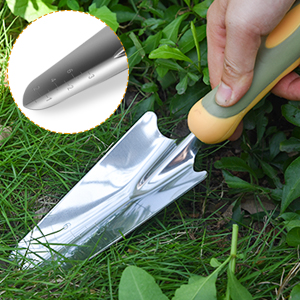 Garden Tool Set, WisaKey 9 Piece Stainless Steel Heavy Duty Green Gardening Tools with Non-Slip Ergonomic Handle, Durable Garden Tool Bag, Ideal Gardening Hand Tools, Gardening Gifts for Women and Men 26 Transplant trowel