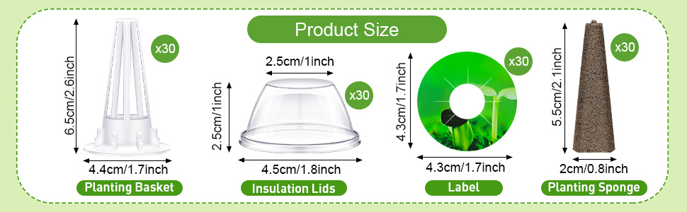 Hydroponic Garden Accessories Pod Kit Including Grow Baskets Transparent Insulation Lids Plant Grow Sponges Labels for Seed Starting System (120 Pieces) 9 2