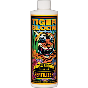 Fox Farm Starter Bundle | Big Bloom, Grow Big, Tiger Bloom (Pack of 3-16 oz. Bottles) | 12 Quart Ocean Forest Garden Potting Soil Bag | The Hydroponic City Stakes 17 tiger bloom pt 300x300
