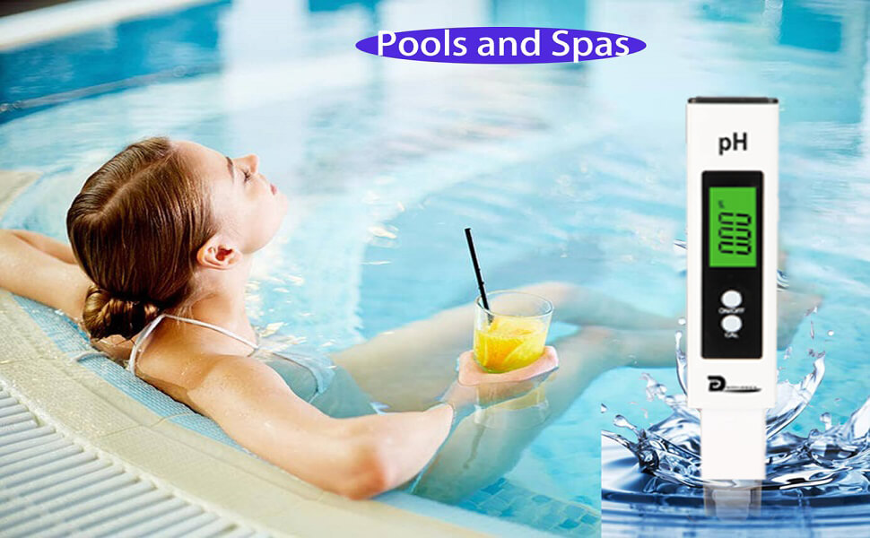 pH Meter,Accurate and calibrated pH Tester for Hydroponic System,Pools, Koi Ponds, Drinking Water, Wine/Beer Brewing, Hot Tub, Spa, Aquarium 12 pH meter for pools and spas
