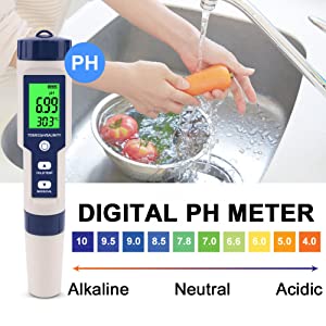 PH Meter,Water Tester 5 in 1 PH/TDS/Salinity/Temp&EC Meter,PH Meter for Water,IP67 Waterproof PH Pen,PPM Meter with Backlit,Salinity Tester for Saltwater Aquarium,Swimming Pool&Seawater. 18 sea