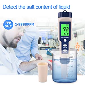 PH Meter,Water Tester 5 in 1 PH/TDS/Salinity/Temp&EC Meter,PH Meter for Water,IP67 Waterproof PH Pen,PPM Meter with Backlit,Salinity Tester for Saltwater Aquarium,Swimming Pool&Seawater. 16 Temperature