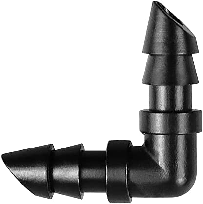 Jayee 50 Pack Drip Irrigation 1/4” Barbed Elbow Fittings, Barbed Connectors Fits Universal 1/4 Inch Drip Tubing, Irrigation Elbow for Drip or Sprinkler System 1 hydroponic tubing and fittings