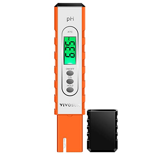 VIVOSUN PH Meter Digital PH Tester Pen 0.01 High Accuracy Water Quality Tester with 0-14 PH Measurement Range for Hydroponics, Household Drinking, Pool and Aquarium, with ATC, Orange 1 hydroponic ph tester