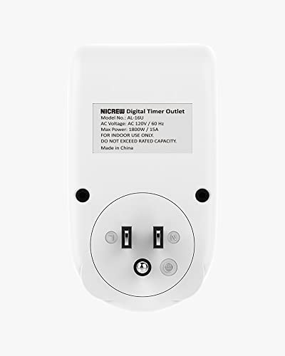 NICREW Outlet Timer, 24 Hours Programmable and Plug in Timer for Electrical Outlets Indoor, Digital Timer for Aquarium Light and Lamp, 15A / 1800W 2 NICREW Outlet Timer, 24 Hours Programmable and Plug in Timer for Electrical Outlets Indoor, Digital Timer for Aquarium Light and Lamp, 15A / 1800W - Image 2