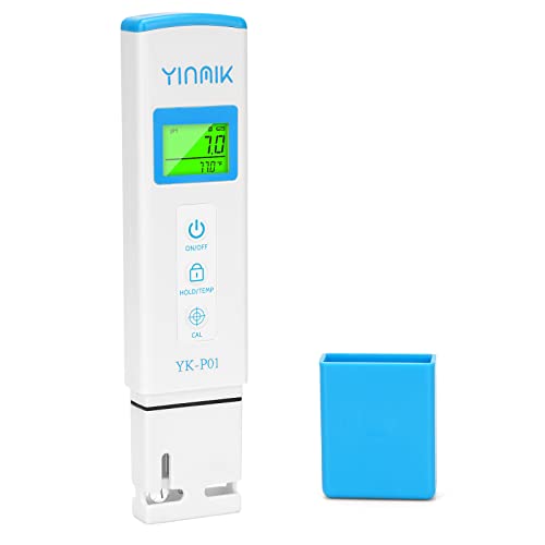 YINMIK pH Meter, Digital pH Tester for Hydroponics, pH Temp Meter with Horizontal Display for Pool, Spa, Hot Tub, Indoor Plants, Koi Ponds, Drinking Water, Wine Beer Making, Aquarium, Aquaculture 1 hydroponic ph tester