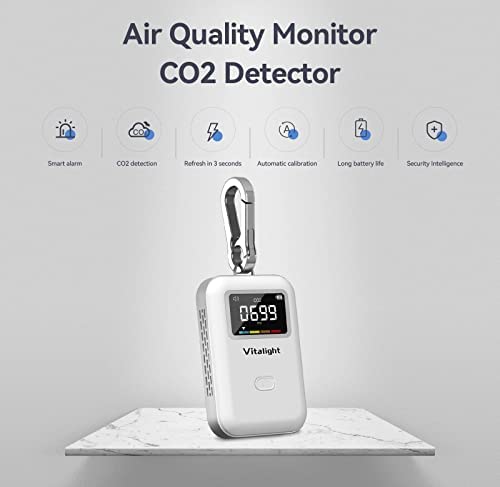 Vitalight Mini CO2 Detector, Air Quality Monitor, Stylish and Lightweight CO2 Monitor You Can Use Anywhere. White 2 Vitalight Mini CO2 Detector, Air Quality Monitor, Stylish and Lightweight CO2 Monitor You Can Use Anywhere. White - Image 2