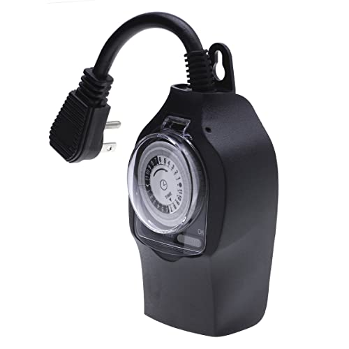 NSI TORK 602b Mechanical Outdoor Plug-in Timer, 2 Outlets, Grounded/Outdoor Lighting Timer 15-Amp 24-Hour Mechanical Plug-In General Purpose Timer with 6 1/2-Inch Cord - Multiple On/Off Settings 1 hydroponic pump timer