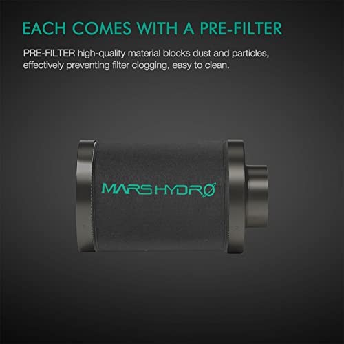 MARS HYDRO 4 Inch Carbon Filter, Inline Air Filter Odor Control with Australian Virgin Charcoal, Carbon Filter for Inline Fan, Grow Tent, Hydroponics, Pre-Filter Included, Reversible Flange 3 MARS HYDRO 4 Inch Carbon Filter, Inline Air Filter Odor Control with Australian Virgin Charcoal, Carbon Filter for Inline Fan, Grow Tent, Hydroponics, Pre-Filter Included, Reversible Flange - Image 3