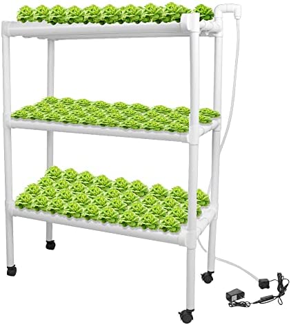 Hydroponic Grow Kit, Hydroponics Pipe Growing System 3 Layer 108 Plant Sites 12 PVC Pipes Vegetable Growing Tools for Leafy Vegetables 1 hydroponic gardening tools
