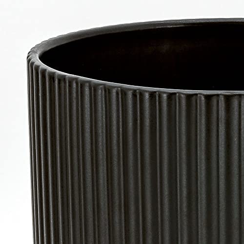 Amazon Basics Fluted Ceramic Planter, 8-Inch, Black 2 Amazon Basics Fluted Ceramic Planter, 8-Inch, Black - Image 2