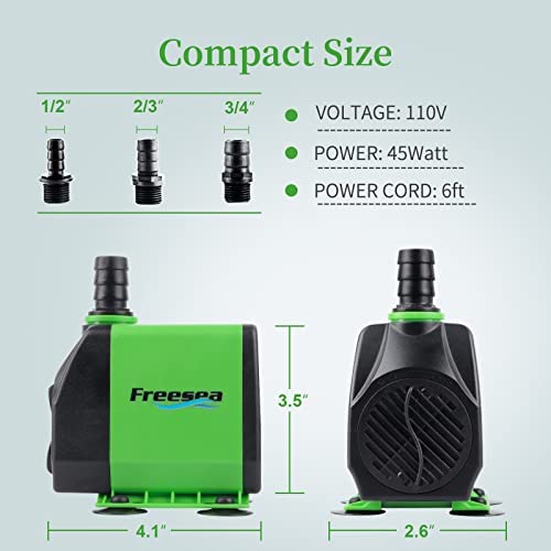 FREESEA Fountain Submersible Water Pump: 800GPH 45W Adjustable Ultra Quiet Aquarium Pump with 3 Nozzles 10ft High Lift for Small Pond | Fish tank | Waterfall | Outdoor | Hydroponics 5 FREESEA Fountain Submersible Water Pump: 800GPH 45W Adjustable Ultra Quiet Aquarium Pump with 3 Nozzles 10ft High Lift for Small Pond | Fish tank | Waterfall | Outdoor | Hydroponics - Image 5