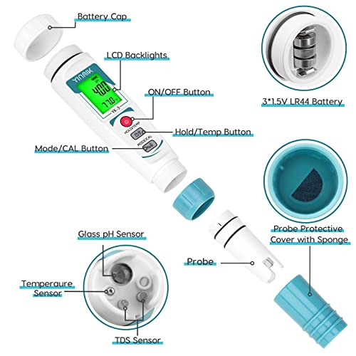 YINMIK Water PH Meter, 3 in 1 PH TDS Temp Pen Type Tester 7 YINMIK Water PH Meter, 3 in 1 PH TDS Temp Pen Type Tester - Image 7