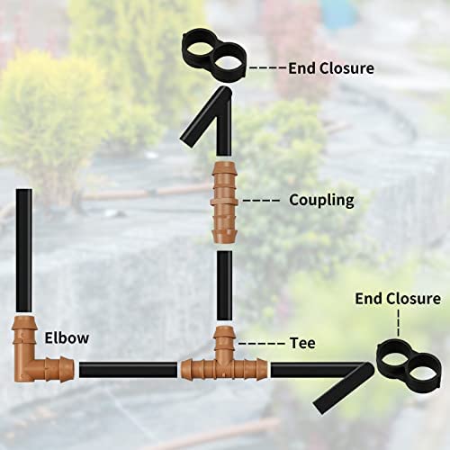 JAYEE 24P Drip Irrigation Fittings Kit for 1/2" Tubing (.600 ID), 17mm Parts- 6 Tees, 6 Couplings, 6 Elbows,6 End Cap Plugs- Barded Connectors for Rain Bird Pipe and Sprinkler Systems (24 Pieces Set) 3 JAYEE 24P Drip Irrigation Fittings Kit for 1/2" Tubing (.600 ID), 17mm Parts- 6 Tees, 6 Couplings, 6 Elbows,6 End Cap Plugs- Barded Connectors for Rain Bird Pipe and Sprinkler Systems (24 Pieces Set) - Image 3