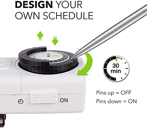 BN-LINK BND-60/U47 Indoor Mini 24-Hour Mechanical Outlet Timer, 3-Prong, 2-Pack 3 BN-LINK BND-60/U47 Indoor Mini 24-Hour Mechanical Outlet Timer, 3-Prong, 2-Pack - Image 3