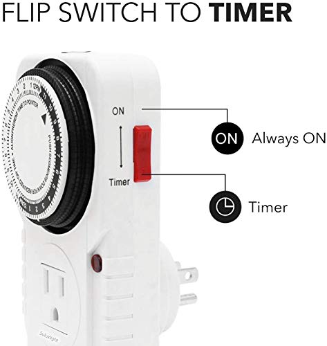 24 Hour Plug-in Mechanical Timer Programmable Indoor Grounded for Aquarium Grow Light Hydroponics Pets Christmas String Lights Home Kitchen Office Appliances, UL Listed 125VAC,60Hz,1725W,15A,1Pack 3 24 Hour Plug-in Mechanical Timer Programmable Indoor Grounded for Aquarium Grow Light Hydroponics Pets Christmas String Lights Home Kitchen Office Appliances, UL Listed 125VAC,60Hz,1725W,15A,1Pack - Image 3