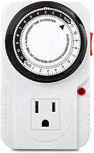 24 Hour Plug-in Mechanical Timer Programmable Indoor Grounded for Aquarium Grow Light Hydroponics Pets Christmas String Lights Home Kitchen Office Appliances, UL Listed 125VAC,60Hz,1725W,15A,1Pack 1 hydroponic pump timer