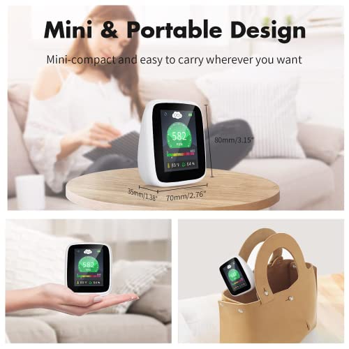 CO2 Carbon Dioxide Detector, 4-in-1 Indoor Air Quality Monitor Portable CO2 Monitor, Tester for Carbon Dioxide, Temperature and Relative Humidity, CO2 Meter with Alarm, for Grow Tents, Homes, Cars 7 CO2 Carbon Dioxide Detector, 4-in-1 Indoor Air Quality Monitor Portable CO2 Monitor, Tester for Carbon Dioxide, Temperature and Relative Humidity, CO2 Meter with Alarm, for Grow Tents, Homes, Cars - Image 7